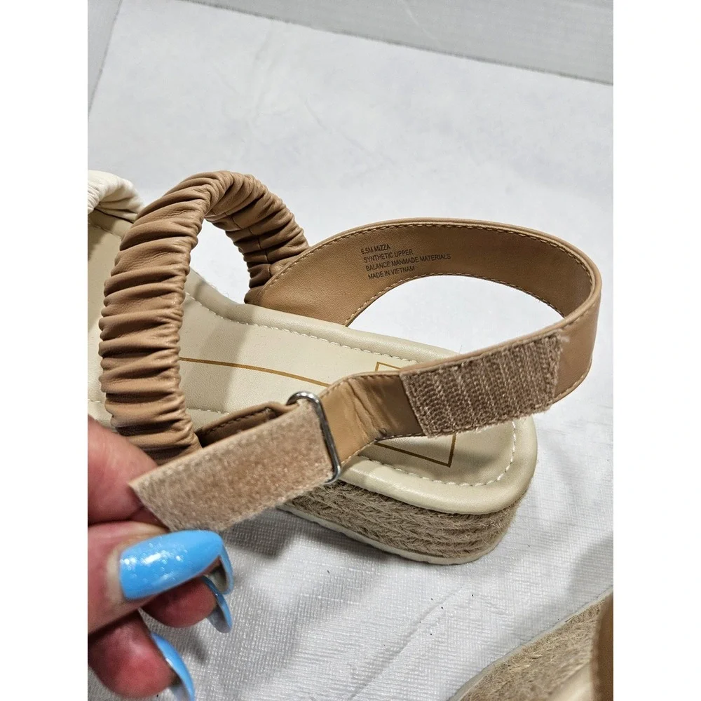 Dolce Vita Mizza Platform Espadrille Sandals Cream Tan Ruched Straps Womens 6.5M
